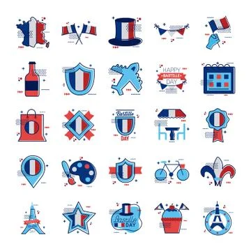 Bundle of bastille day icons イラスト素材