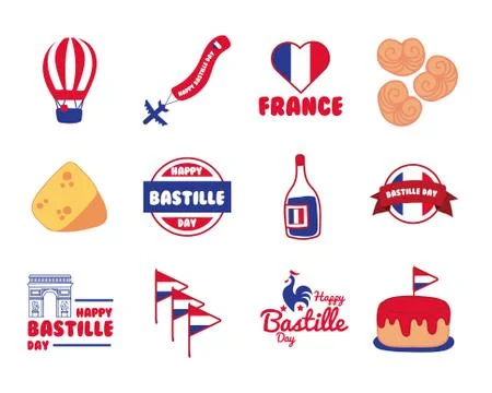 Bundle of bastille day icons Stock-Illustration