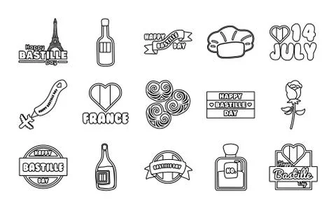 Bundle of bastille day icons Ilustración de archivo