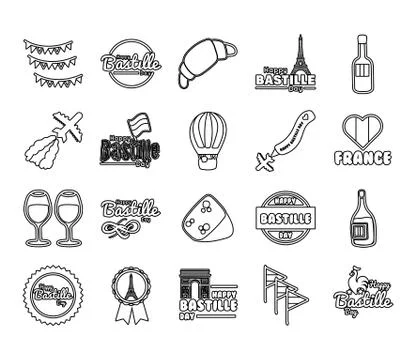 Bundle of bastille day icons イラスト素材