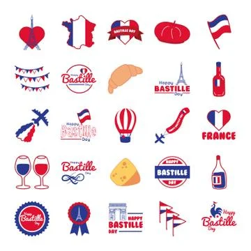 Bundle of bastille day icons イラスト素材