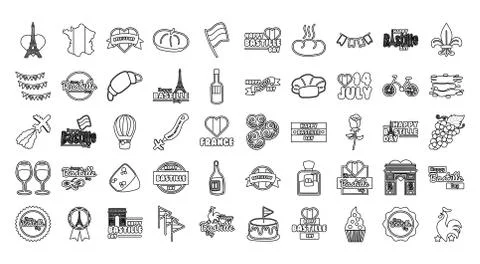 Bundle of bastille day icons イラスト素材