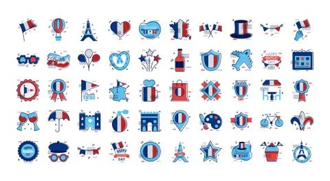 Bundle of bastille day icons イラスト素材