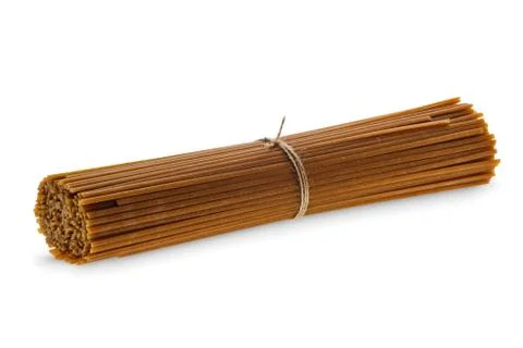 Bundle of bigoli - extruded pasta in the form of a long and thick strand isol 스톡 사진