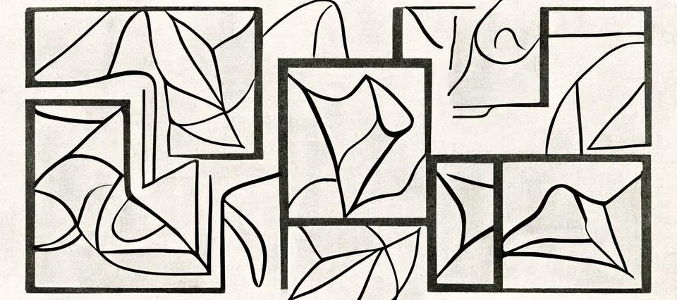 Bundle of black and white hand drawn various organic shapes. Stock Illustration