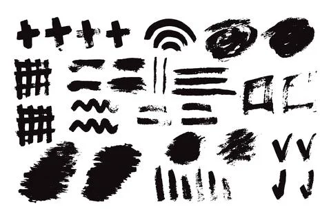 Bundle of black design elements grunge spots vector illustration Stock Illustration
