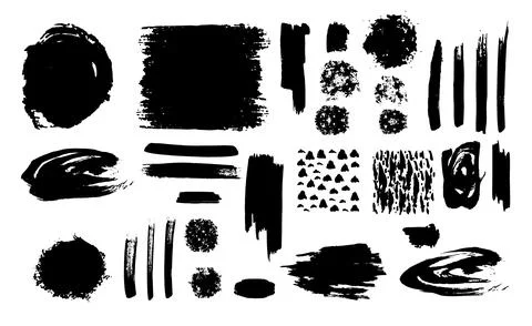 Bundle black design elements grunge spots vector illustration Stock-Illustration