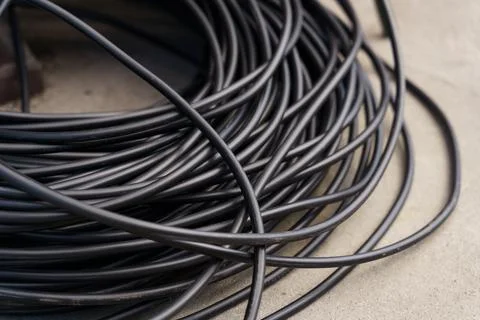 Bundle of Black Wires on Table Stock Photos