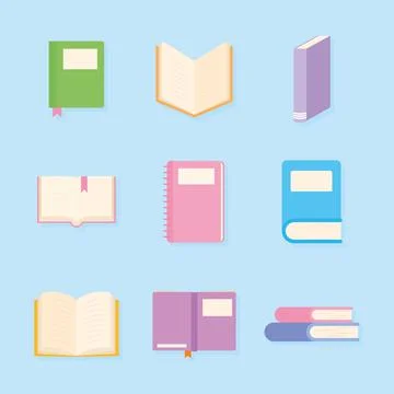Bundle of books icons on a blue background Ilustração Stock