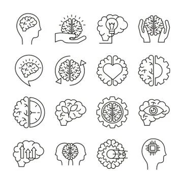 Bundle of brains organs set icons 库存插图