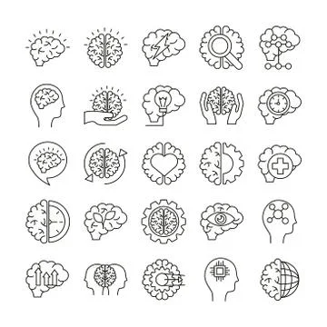 Bundle of brains organs set icons 库存插图
