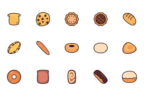 Bundle bread bakery with set icons Illustrazione stock