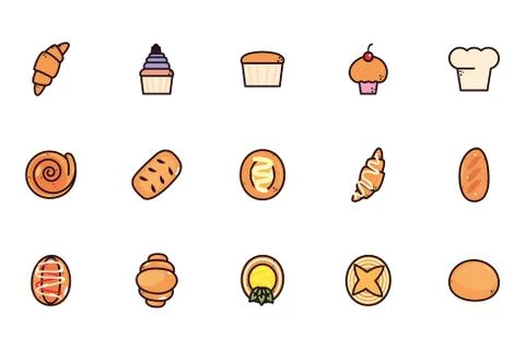 Bundle bread bakery with set icons Illustrazione stock