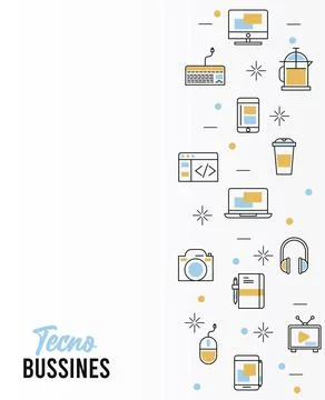 Bundle of business techno set icons frame and lettering Stock Illustration