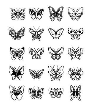 Bundle of butterflies set icons イラスト素材