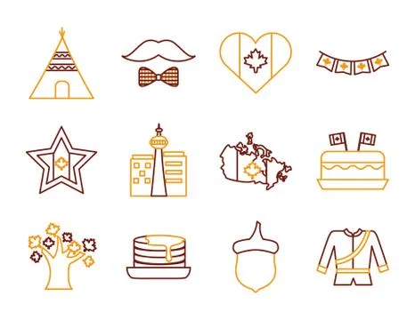 Bundle of canadian set icons Stock Illustration