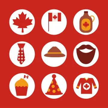 Bundle of canadian set icons Stock Illustration