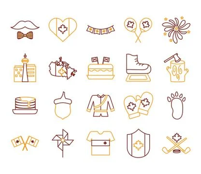 Bundle of canadian set icons Stock Illustration