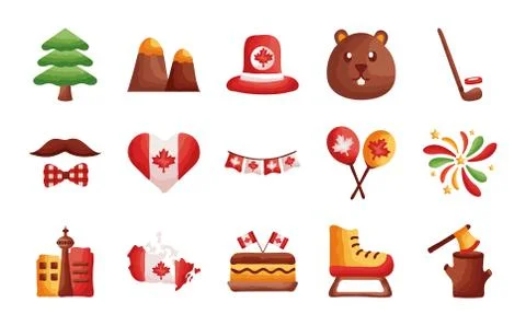 Bundle of canadian set icons Stock Illustration