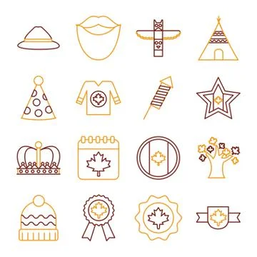 Bundle of canadian set icons Stock Illustration
