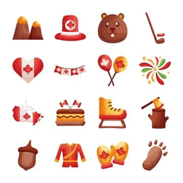 Bundle of canadian set icons Stock Illustration