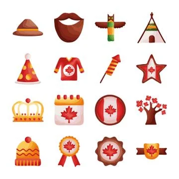 Bundle of canadian set icons Stock Illustration