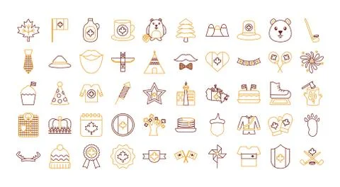 Bundle of canadian set icons Stock Illustration