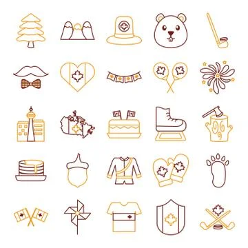 Bundle of canadian set icons Stock Illustration