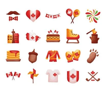 Bundle of canadian set icons Stock Illustration
