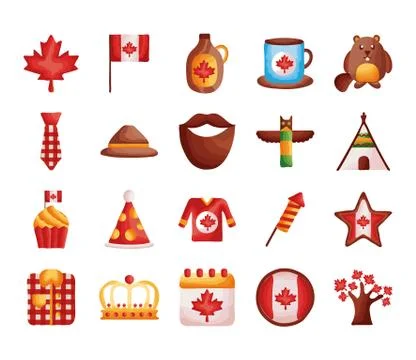 Bundle of canadian set icons Stock Illustration