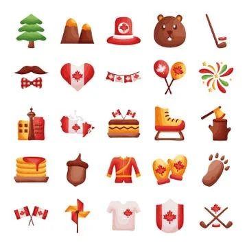 Bundle of canadian set icons Stock Illustration