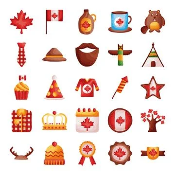 Bundle of canadian set icons Stock Illustration