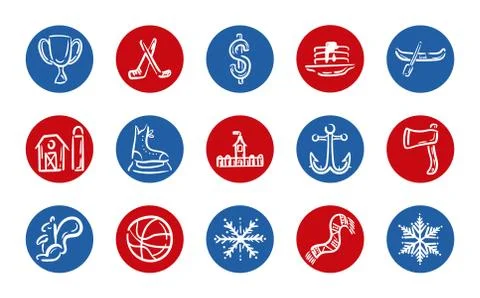 Bundle of canadian set icons Stock Illustration