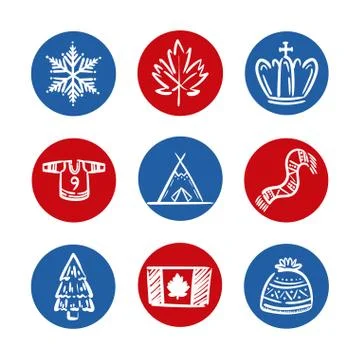 Bundle of canadian set icons Stock Illustration