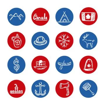 Bundle of canadian set icons Stock Illustration