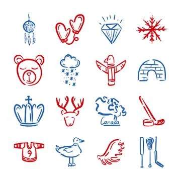 Bundle of canadian set icons Stock Illustration