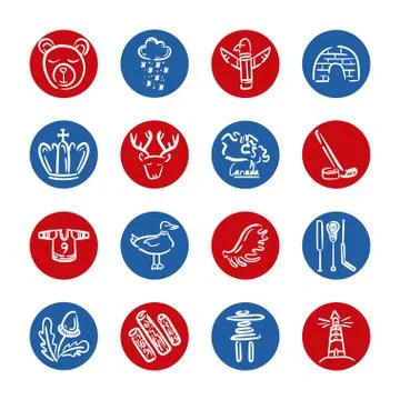 Bundle of canadian set icons Stock Illustration