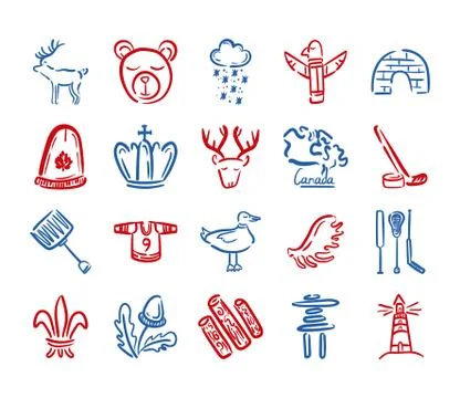 Bundle of canadian set icons Stock Illustration