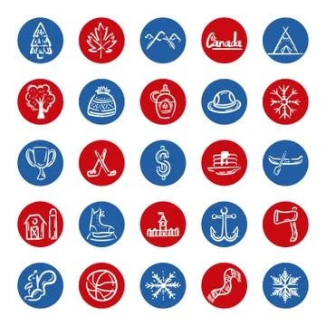 Bundle of canadian set icons Stock Illustration