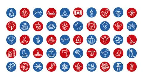 Bundle of canadian set icons Stock Illustration