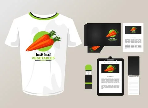Bundle of carrot vegetables mockup elements branding Stock Illustration