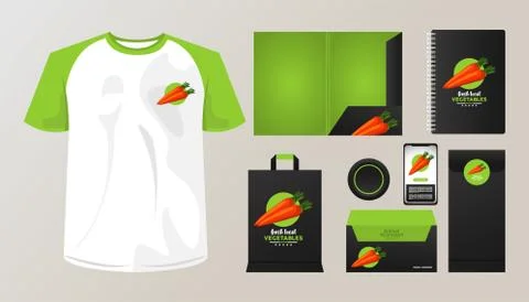 Bundle of carrot vegetables mockup elements branding イラスト素材