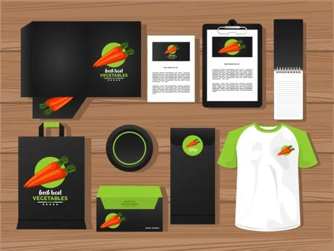 Bundle of carrot vegetables mockup elements branding Stock Illustration