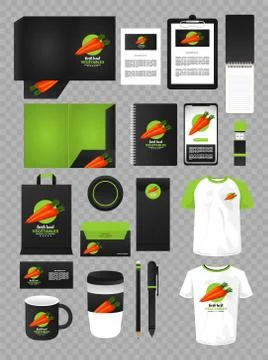 Bundle of carrot vegetables mockup elements branding 스톡 일러스트