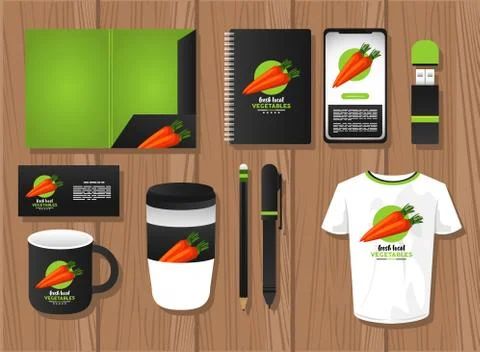 Bundle of carrot vegetables mockup elements branding Stock Illustration