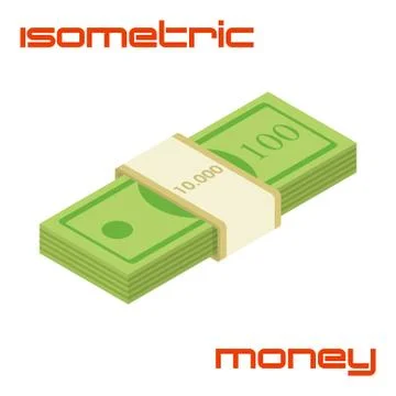 Bundle of cash. Hundreds of dollars - vector isometric illustration Stock Illustration