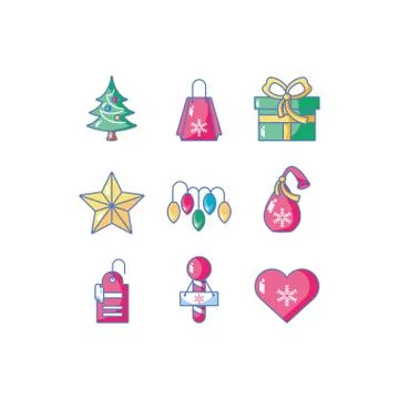 Bundle of christmas with icons set 스톡 일러스트