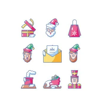 Bundle of christmas with icons set Stock Illustration