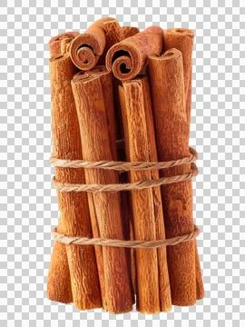 Bundle of Cinnamon Sticks on Transparent Background Stock Photos