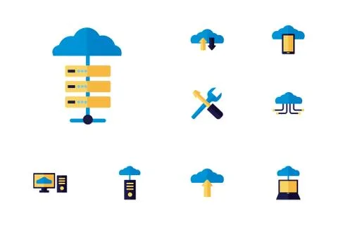 Bundle of cloud computing flat style icons イラスト素材